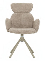 Chaise de salle à manger Sinatra TOCO Meubles en tissu texturé beige avec dossier haut et pieds en étoile