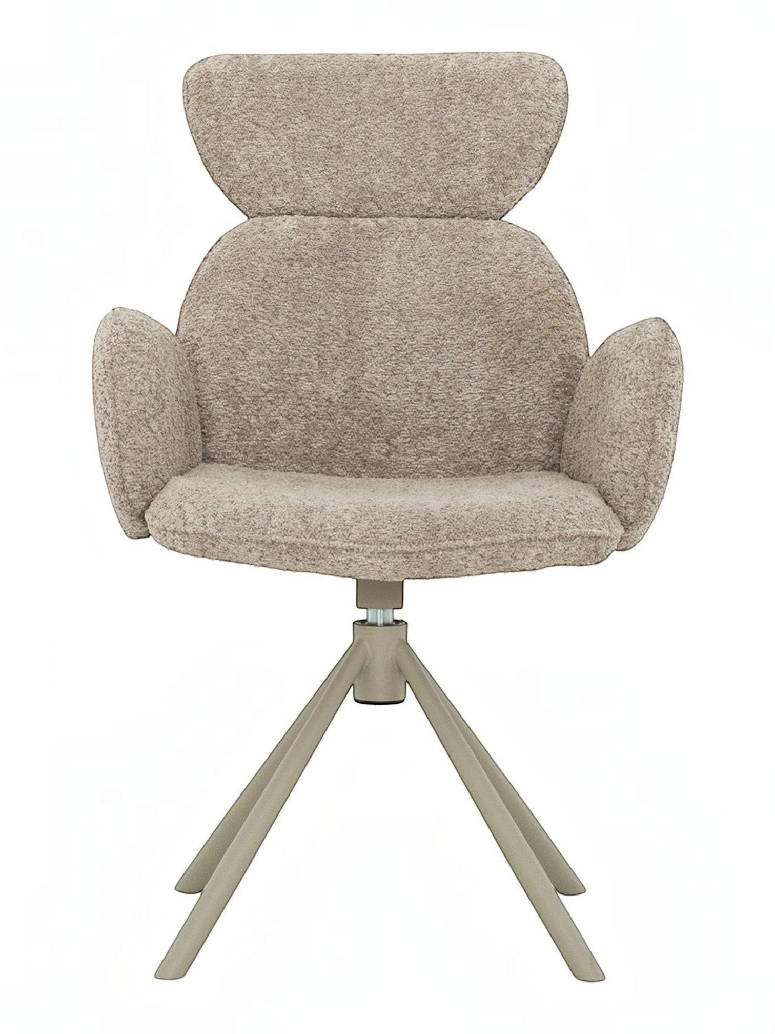 Chaise de salle à manger Sinatra TOCO Meubles en tissu texturé beige avec dossier haut et pieds en étoile
