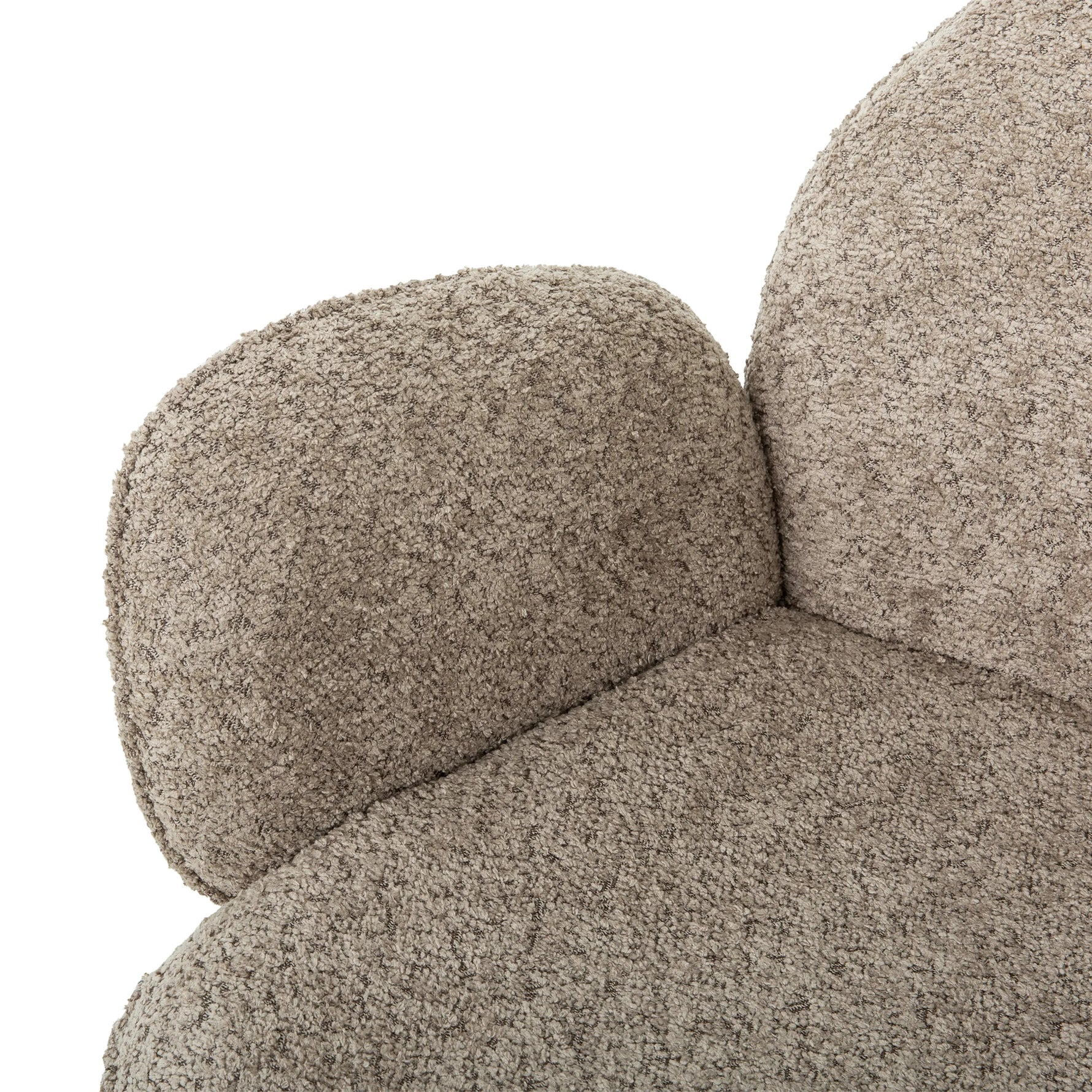 Chaise de salle à manger Sinatra TOCO Meubles en tissu texturé gris avec accoudoirs arrondis.