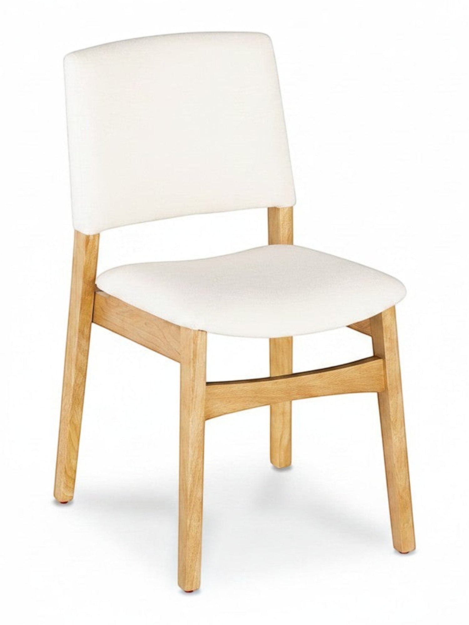 Chaise de salle à manger TOCO Meubles en chêne scandinave avec assise et dossier rembourrés en tissu blanc