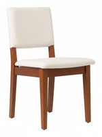 Chaise TOCO Meubles Transformer en noyer américain avec tissu crème, design moderne et ergonomique.