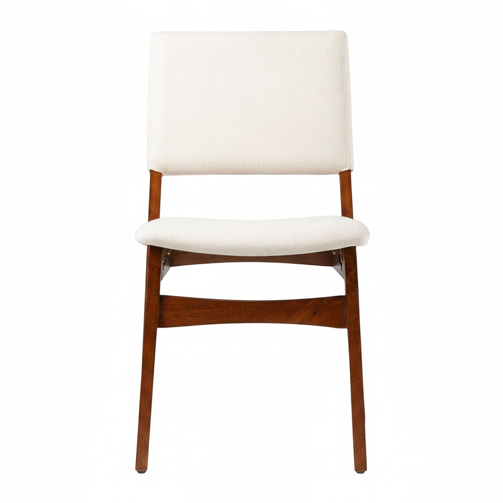 Chaise TOCO Meubles Transformer en noyer américain avec tissu écru, design moderne et confortable.
