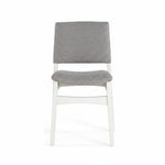 Chaise Transformer Table TOCO Meubles en tissu gris avec pieds blancs en bois, design moderne et ergonomique.