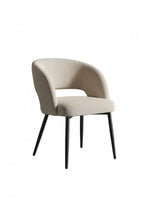 Chaise de salle à manger Valmont par TOCO Meubles, design contemporain beige avec dossier incurvé et pieds noirs