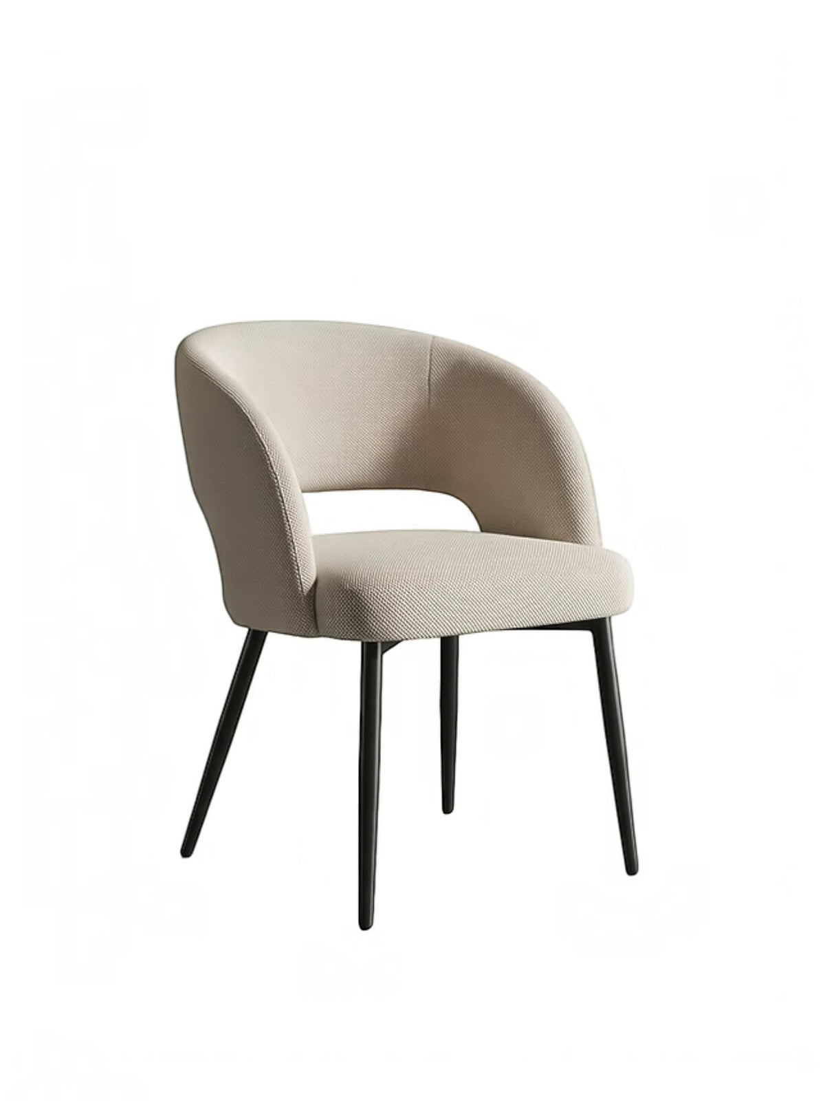 Chaise de salle à manger Valmont par TOCO Meubles, design contemporain beige avec dossier incurvé et pieds noirs