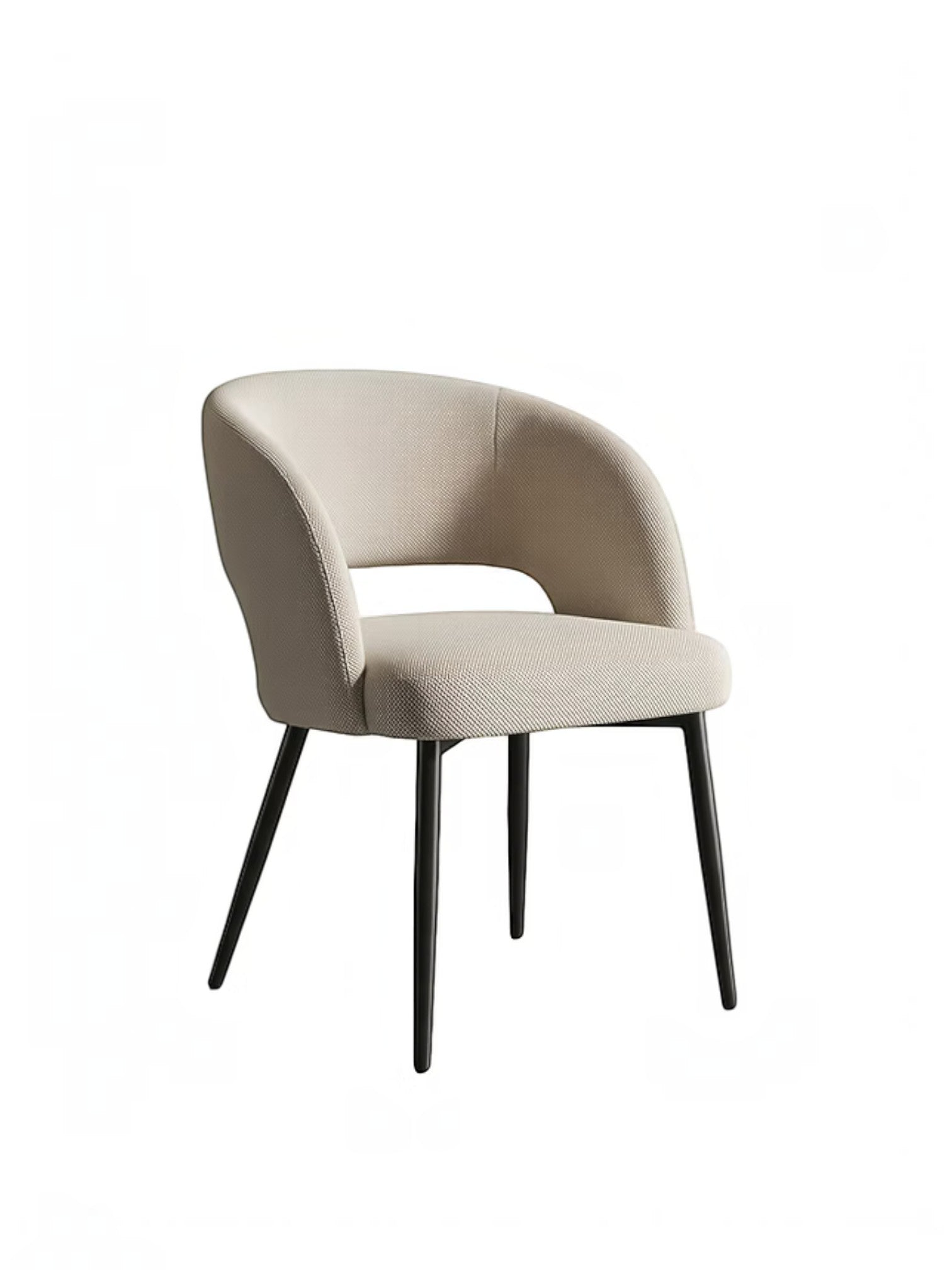 Chaise de salle à manger Valmont par TOCO Meubles, design contemporain beige avec dossier incurvé et pieds noirs
