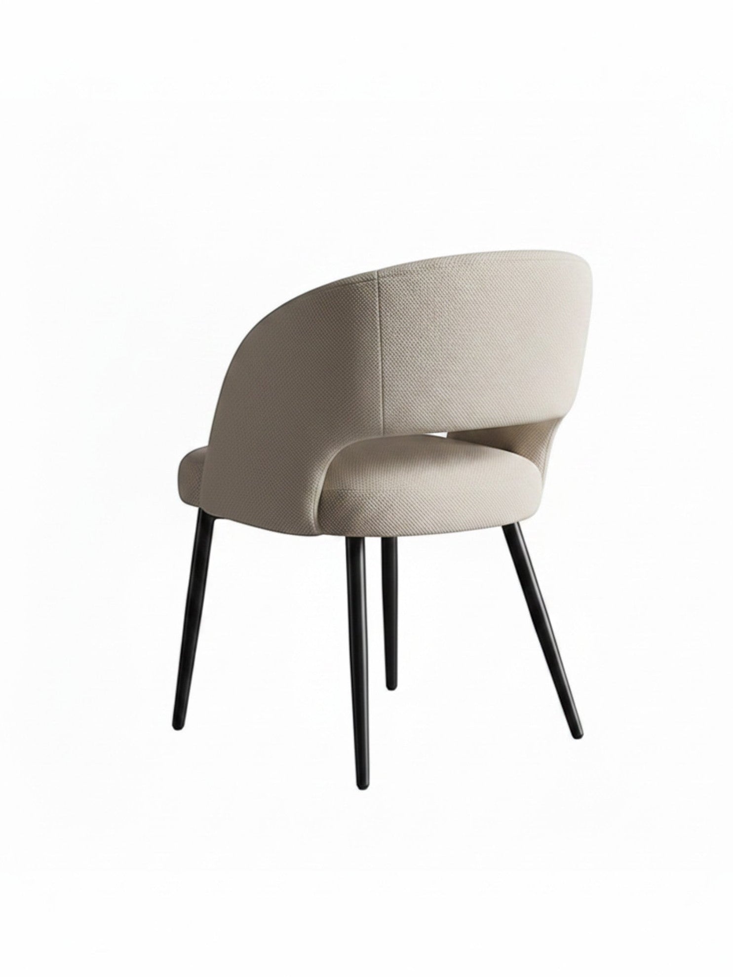 Chaise de salle à manger TOCO Meubles Valmont beige avec dossier incurvé et pieds noirs en métal