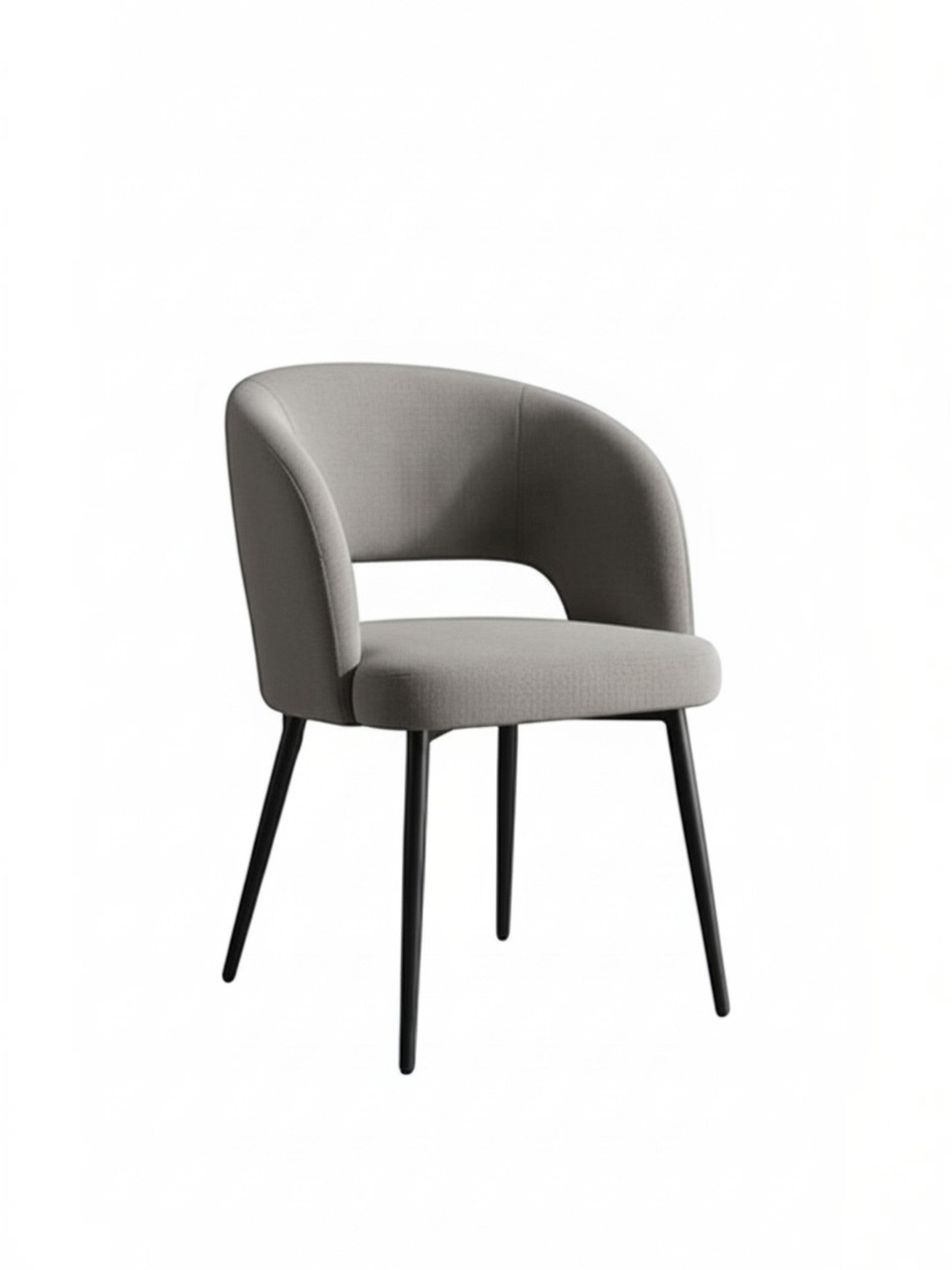 Chaise de salle à manger TOCO Meubles Valmont grise avec dossier incurvé et pieds en métal noir