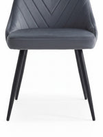 Chaise de salle à manger TOCO Meubles Jenny en velours gris foncé avec coutures chevrons et pieds en acier noir