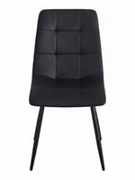 Chaise de salle à manger TOCO Meubles Madison en velours noir avec capitonnage croisé et pieds en acier noir