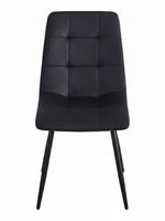 Chaise de salle à manger TOCO Meubles Madison en velours noir avec capitonnage croisé et pieds en acier noir