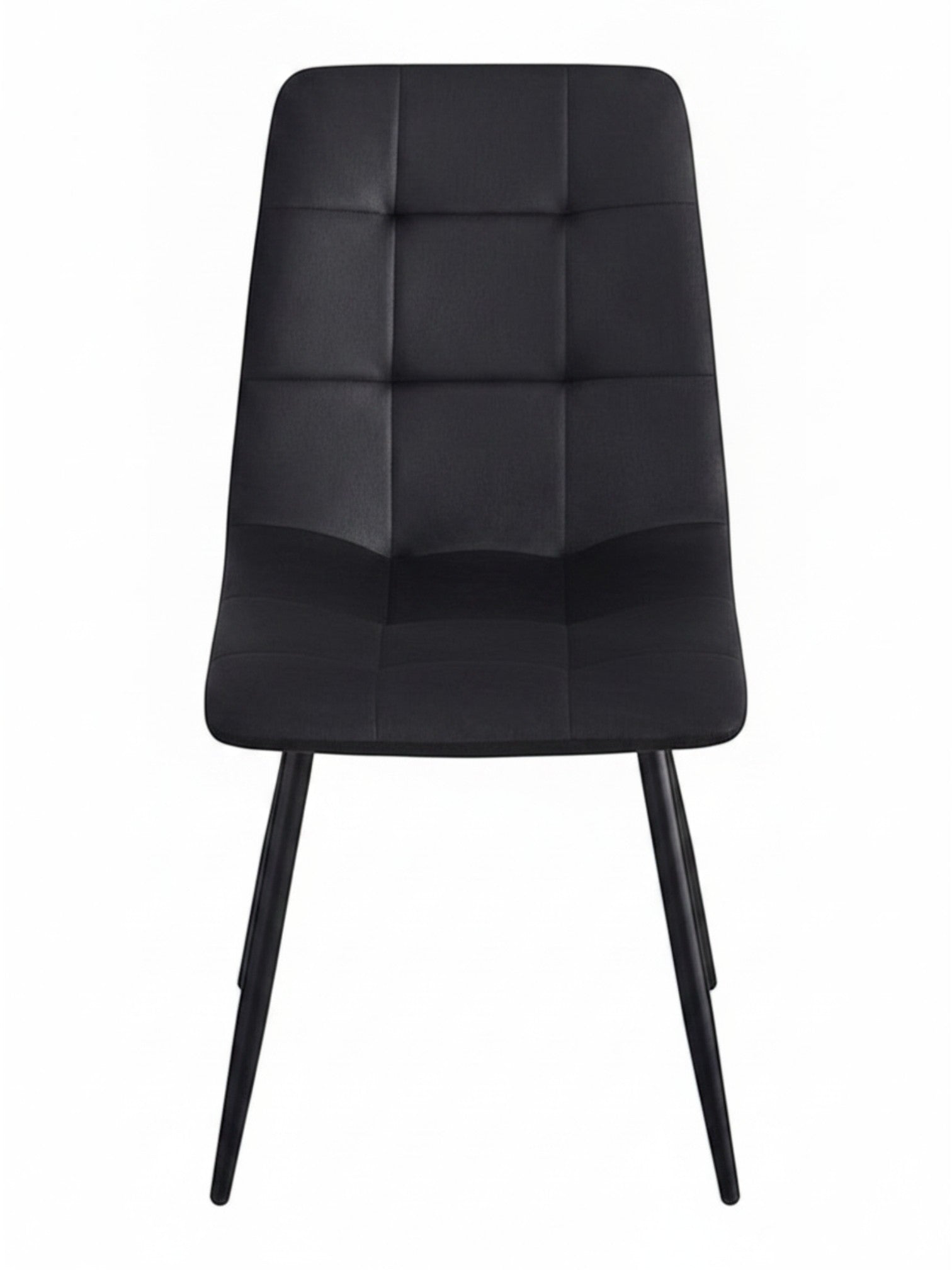 Chaise de salle à manger TOCO Meubles Madison en velours noir avec capitonnage croisé et pieds en acier noir