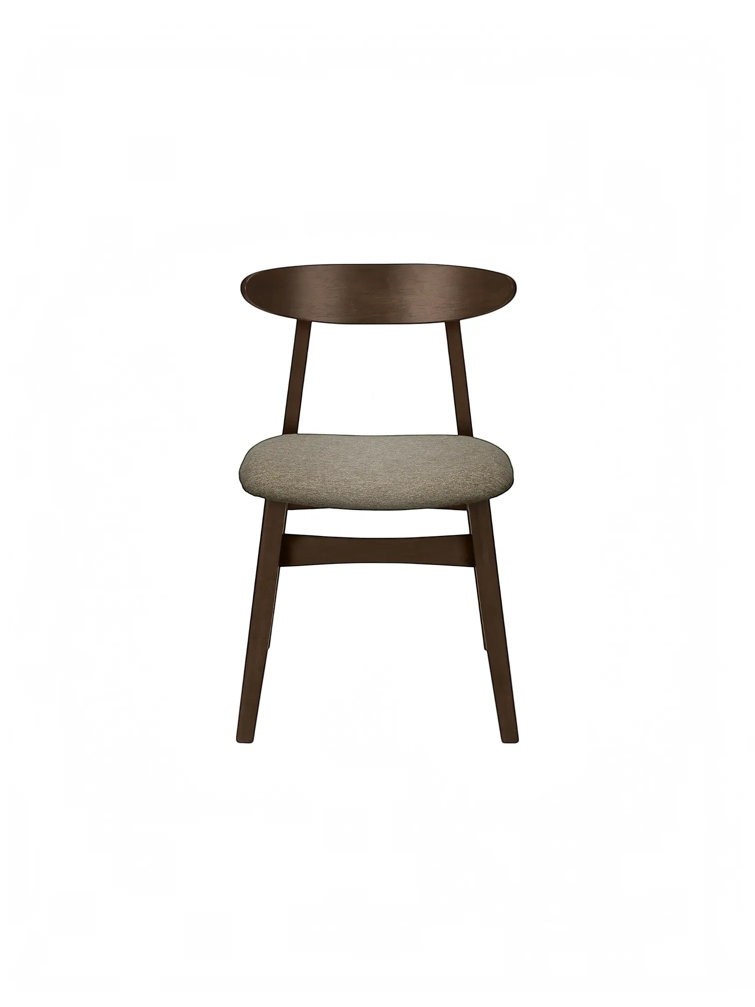 Chaise de salle à manger TOCO Meubles Venice en bois massif foncé avec assise rembourrée en tissu gris scandinave