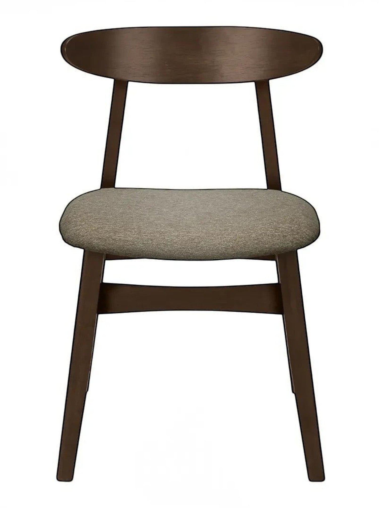 Chaise de salle à manger TOCO Meubles Venice en bois massif foncé avec assise rembourrée en tissu gris scandinave