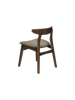 Chaise de salle à manger TOCO Meubles Venice en bois massif foncé avec assise rembourrée en tissu gris texturé