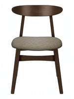 Chaise de salle à manger Venice TOCO Meubles en bois massif foncé avec assise rembourrée en tissu gris scandinave