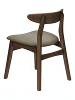 Chaise de salle à manger TOCO Meubles Venice en bois massif foncé avec assise rembourrée en tissu gris texturé