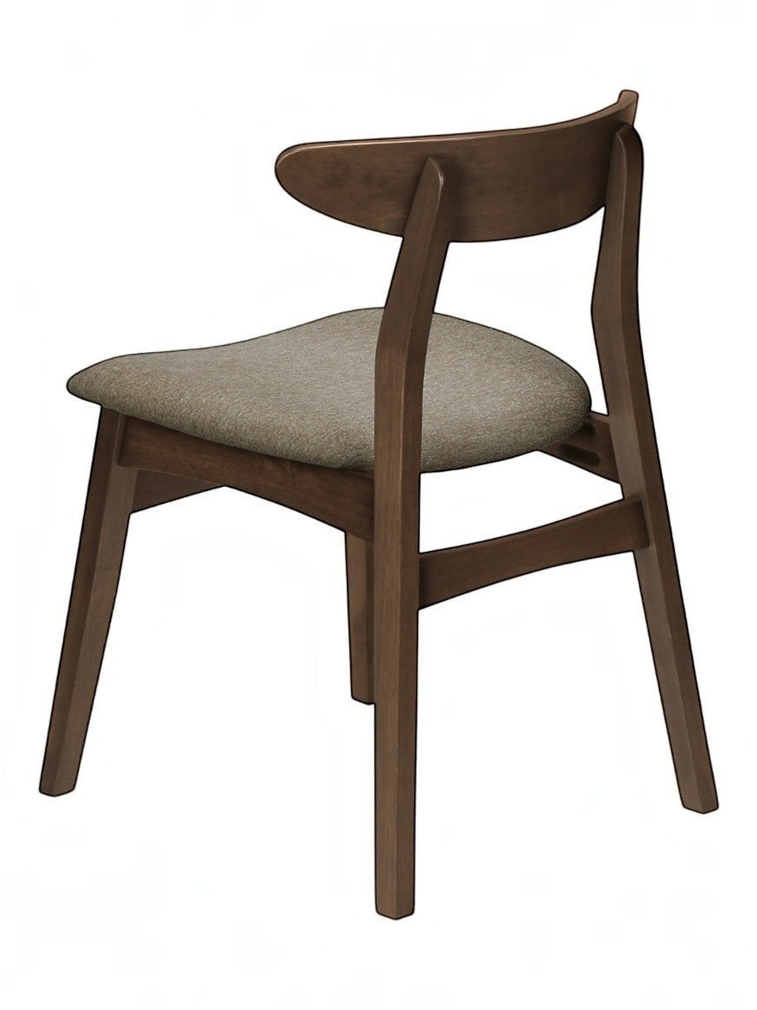 Chaise de salle à manger TOCO Meubles Venice en bois massif foncé avec assise rembourrée en tissu gris texturé