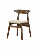 Chaise de salle à manger TOCO Meubles Venice en bois massif foncé avec assise rembourrée en tissu gris texturé