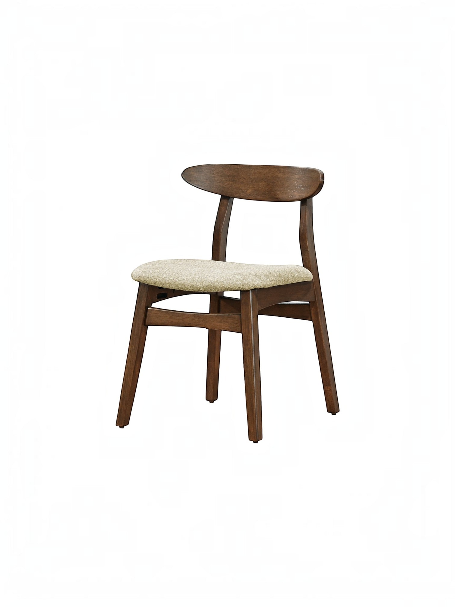 Chaise de salle à manger Venice TOCO Meubles en bois massif foncé avec assise rembourrée beige au design scandinave
