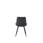 Chaise de salle à manger Vito TOCO Meubles en similicuir gris marbré avec pieds en métal noir.