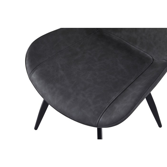 Chaise de salle à manger Vito en similicuir gris marbré avec pieds en métal noir par TOCO Meubles