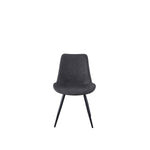 Chaise de salle à manger Vito TOCO Meubles en similicuir gris marbré avec pieds en métal noir.