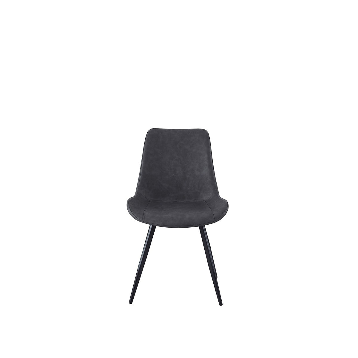Chaise de salle à manger Vito TOCO Meubles en similicuir gris marbré avec pieds en métal noir.