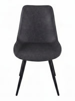 Chaise de salle à manger Vito TOCO Meubles en similicuir gris marbré avec pieds en métal noir