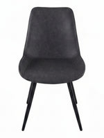 Chaise de salle à manger Vito TOCO Meubles en similicuir gris marbré avec pieds en métal noir