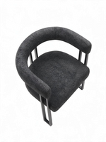 Chaise de salle à manger TOCO Meubles Ziba en tissu bouclé charbon avec structure en métal noir vue de dessus
