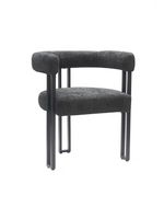 Chaise de salle à manger Ziba par TOCO Meubles en tissu bouclé charbon avec structure en métal noir contemporaine