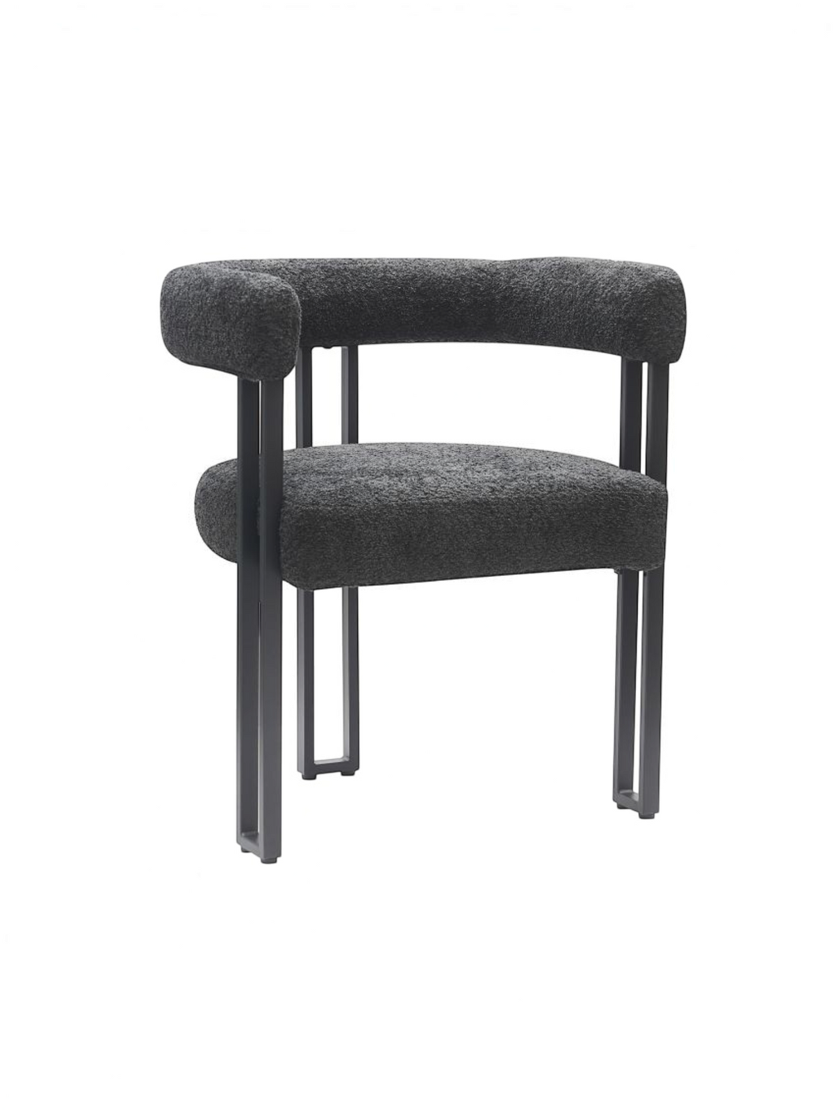 Chaise de salle à manger Ziba par TOCO Meubles en tissu bouclé charbon avec structure en métal noir contemporaine