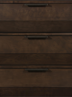 Commode haute Basile TOCO Meubles en placage de bouleau fini espresso avec tiroirs et poignées en bronze foncé