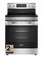 Cuisinière électrique autoportante MIDEA en acier inoxydable avec 5 éléments et four de 6,3 pi³ chez TOCO Meubles