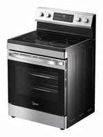 Cuisinière électrique autoportante MIDEA 6,3 pi³ en acier inoxydable noir avec surface de cuisson à 5 éléments chez TOCO Meubles