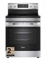 Cuisinière électrique autoportante MIDEA en acier inoxydable avec 5 éléments et four de 6,3 pi³ chez TOCO Meubles