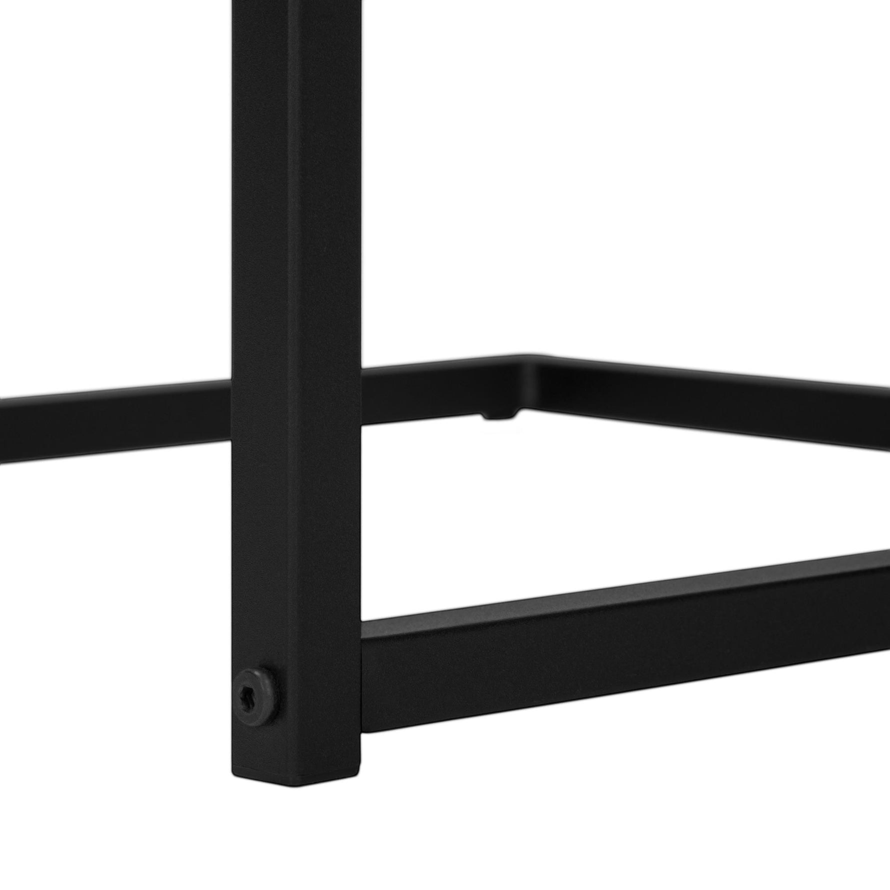 TOCO Meubles Eliott C-shaped side table with black metal frame and dark wood-effect top.