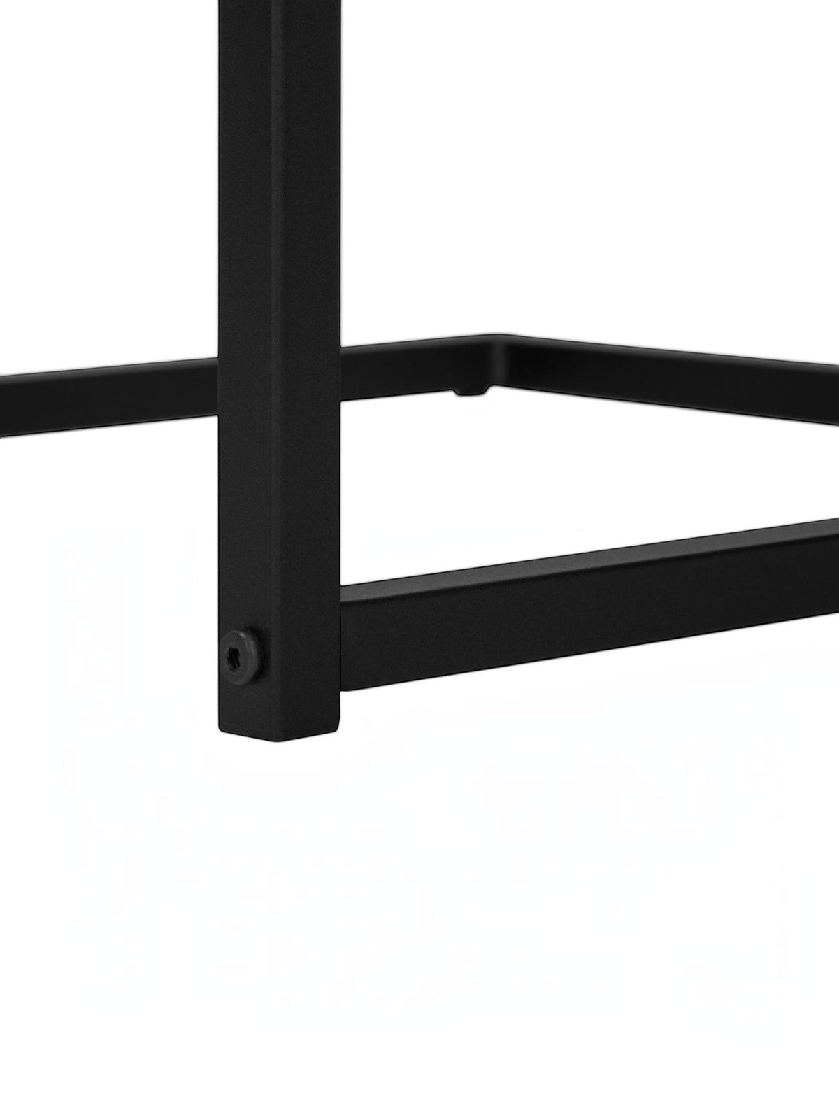 TOCO Meubles Eliott C-shaped side table with black metal frame and dark wood-effect top.