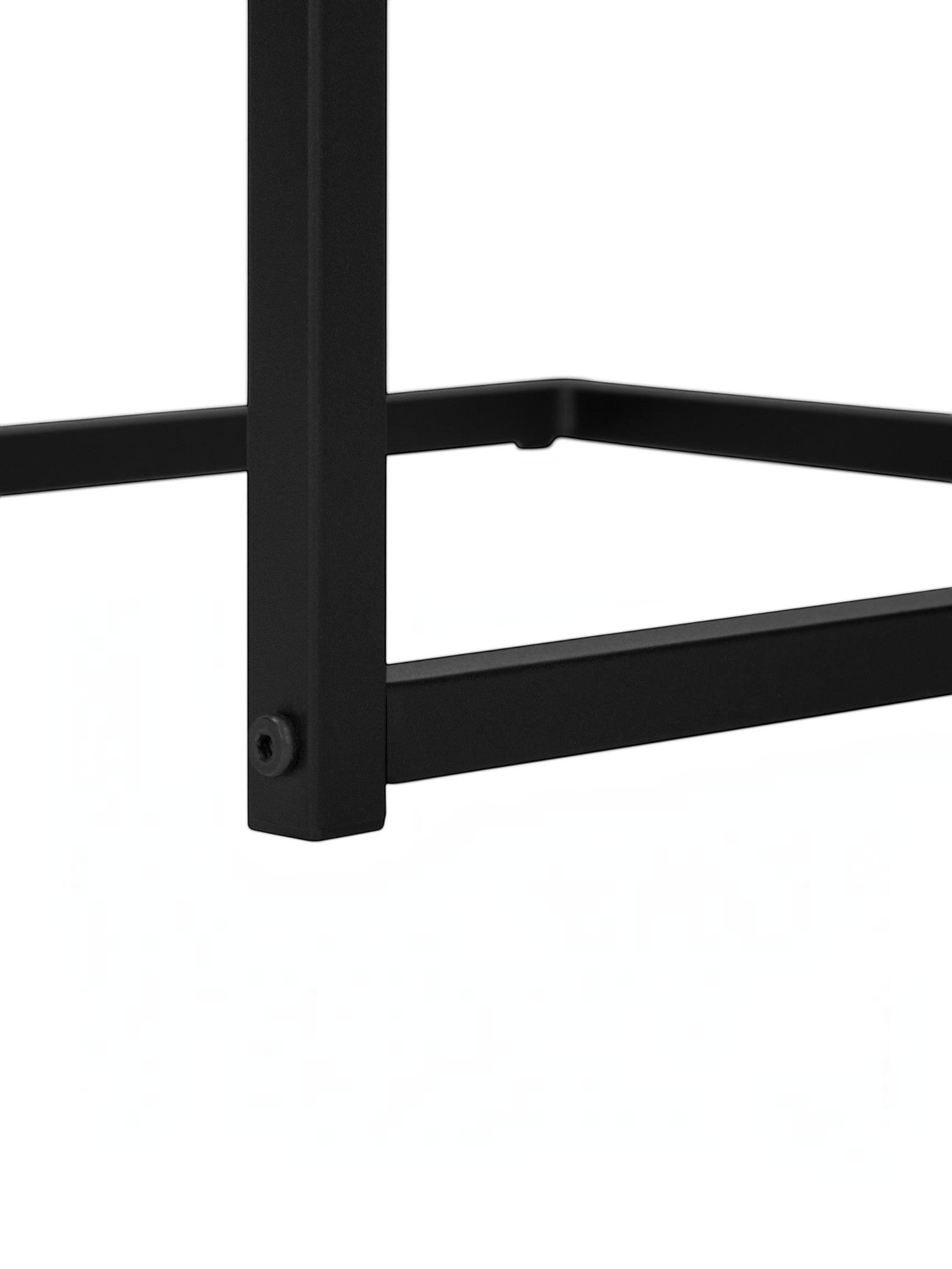 TOCO Meubles Eliott C-shaped side table with black metal frame and dark wood-effect top.