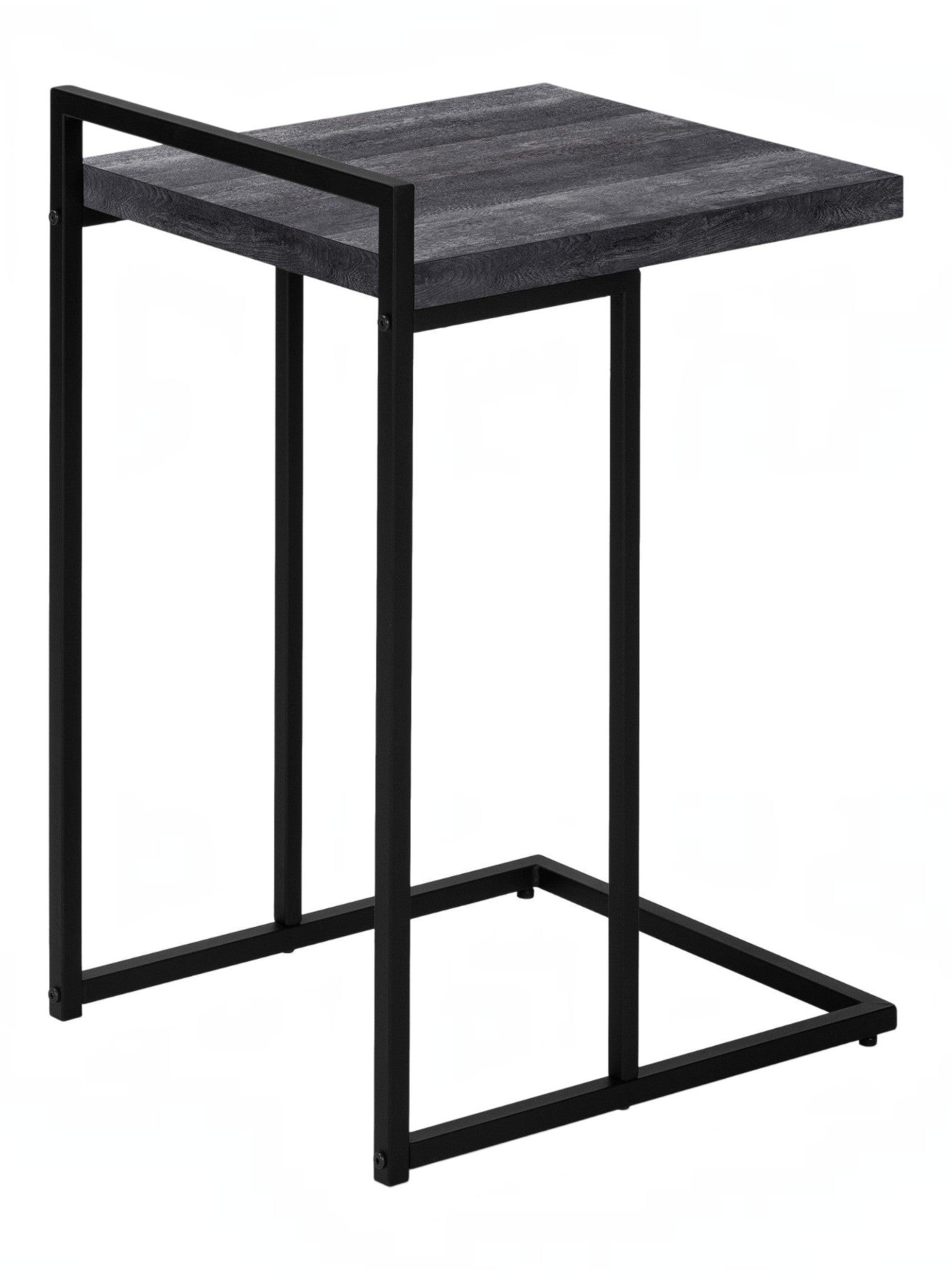TOCO Meubles Eliott C-shaped side table with black wood-effect top and black metal frame