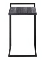 TOCO Meubles Eliott C-shaped side table with dark wood effect top and black metal frame