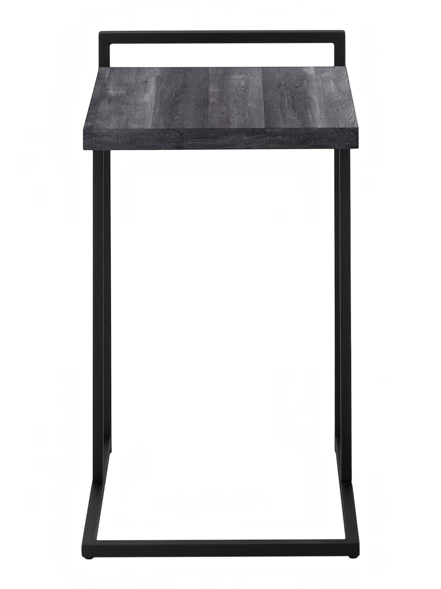 TOCO Meubles Eliott C-shaped side table with dark wood effect top and black metal frame