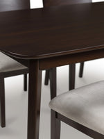 Ensemble de salle à manger Tavia TOCO Meubles avec table en bois couleur merlot et chaises à assise grise