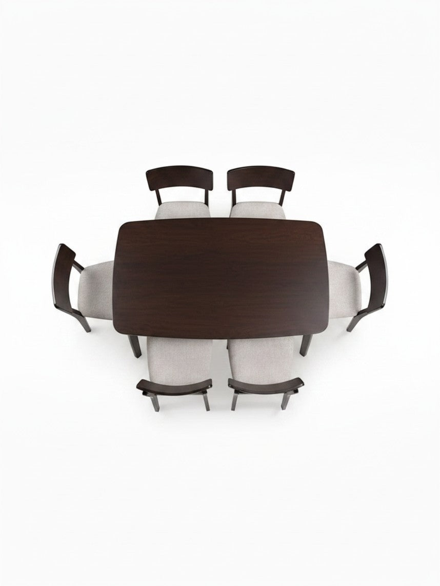 Ensemble de salle à manger Tavia TOCO Meubles avec table rectangulaire merlot et quatre chaises à assise beige