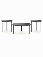 Ensemble de trois tables d'appoint rondes noires TOCO Meubles au design minimaliste et moderne