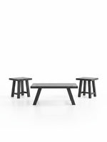 Ensemble de 3 tables basses TOCO Meubles Raku en métal noir et étain au design minimaliste et moderne