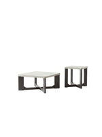 Ensemble de tables Toki TOCO Meubles, trois tables basses gigognes bicolores avec plateaux gris et pieds en bois noir