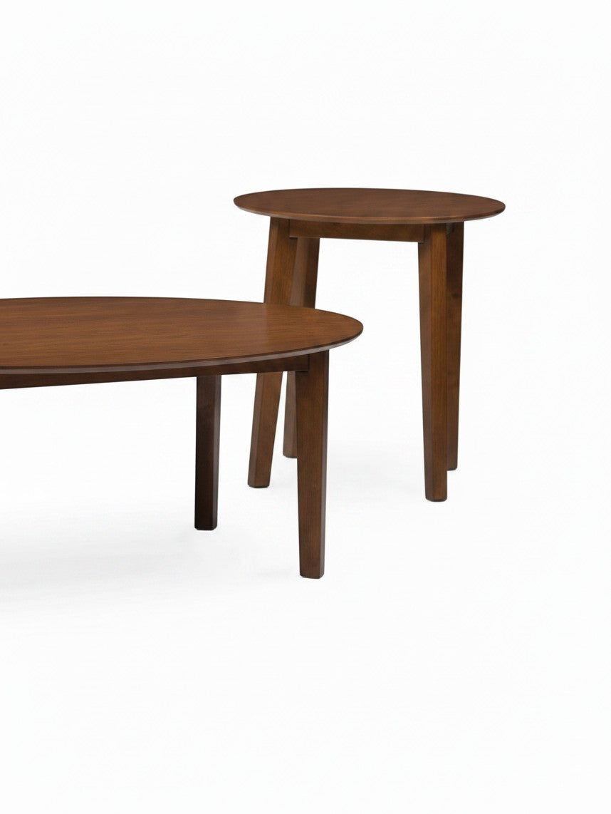 Ensemble de trois tables d'appoint TOCO Meubles en bois brun au design rond et minimaliste
