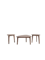 Ensemble de trois tables basses TOCO Meubles en bois brun au design triangulaire moderne et minimaliste